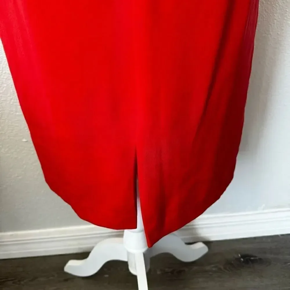 Shomi by Miller Shor Red Dress 100% Silk Short Sleeve Dress SZ 12